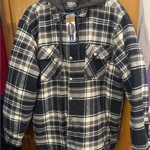 Eddie Bauer Black and Gray Plaid Jacket